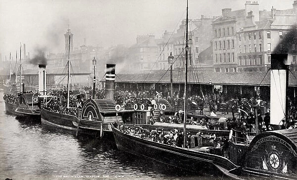 Steam boats tied up Broomielaw, River Clyde, Glasgow Scotlan