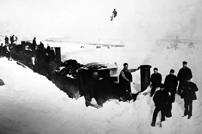 Framed Print : Three steam engines clearing a snow drift in Scotland Framed Print : Three steam engines clearing a snow drift in Scotland