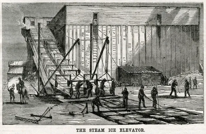 Framed Print : Steam ice elevator, Hudson River 1875 Framed Print : Steam ice elevator, Hudson River 1875