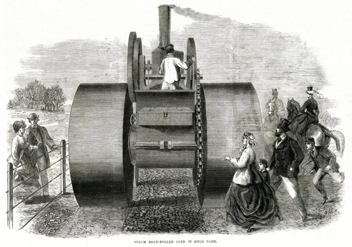 Framed Print : Steam road-roller used in Hyde Park 1866 Framed Print : Steam road-roller used in Hyde Park 1866