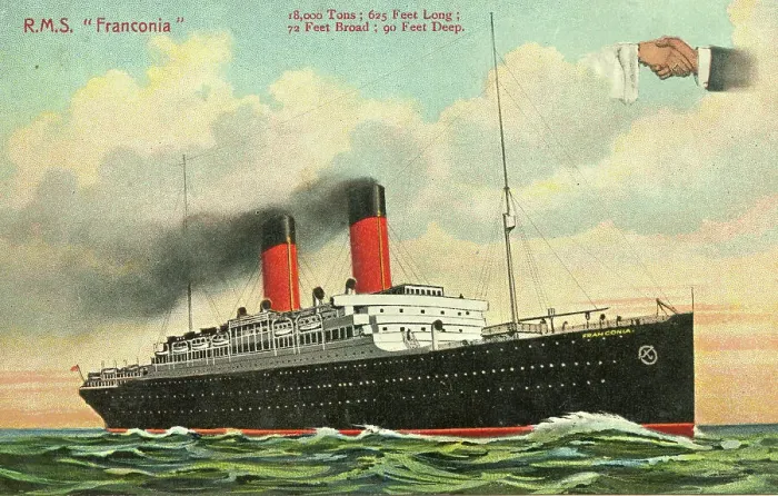 Framed Print : Steam Ship RMS Franconia Postard Published By Framed Print : Steam Ship RMS Franconia Postard Published By