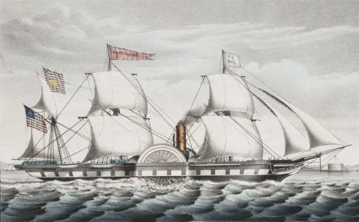 Framed Print : Steam ship Washington: belonging to the Ocean Steam Navigati Framed Print : Steam ship Washington: belonging to the Ocean Steam Navigati