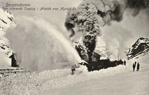 Steam train near Myrdal Railway Station, Norway