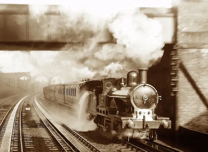 Framed Print : Steam train picking up water from a trough, Bushey, Herts Framed Print : Steam train picking up water from a trough, Bushey, Herts