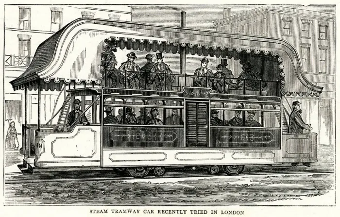 Framed Print : Steam tramway in Vauxhall, South London 1874 Framed Print : Steam tramway in Vauxhall, South London 1874