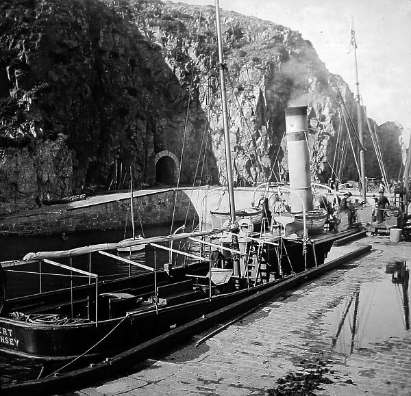Steamboat Alert in Creux Harbour, Sark, Victorian period