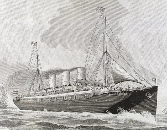 Framed Print : Steamboat Furst Bismarck. Engraving. 19th century Framed Print : Steamboat Furst Bismarck. Engraving. 19th century