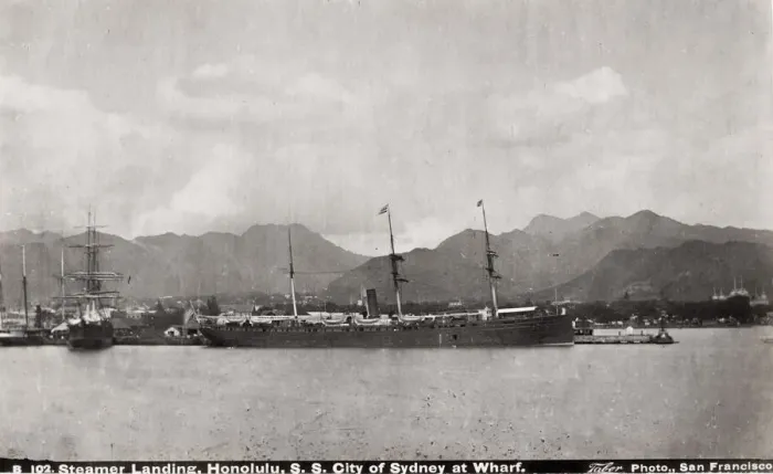 Framed Print : Steamer Landing, steam ship in port, dock, Honolulu Framed Print : Steamer Landing, steam ship in port, dock, Honolulu
