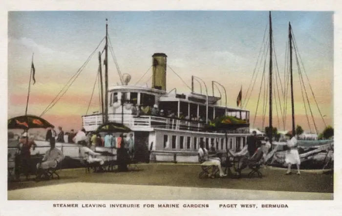 Framed Print : Steamer leaving Inverurie for Marine Gardens, Bermuda Framed Print : Steamer leaving Inverurie for Marine Gardens, Bermuda