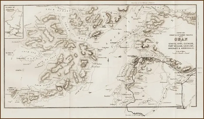 Framed Print : Steamer routes from Oban 1860s Framed Print : Steamer routes from Oban 1860s