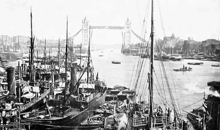 Framed Print : Steamers moored on the Thames, London Framed Print : Steamers moored on the Thames, London