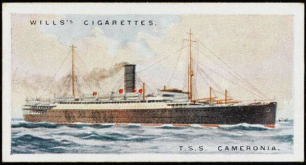 STEAMSHIP CAMERONIA. Anchor Line passenger ship sailing between Glasgow and New York