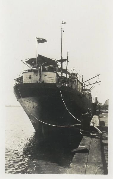 Steamship moored in a dock