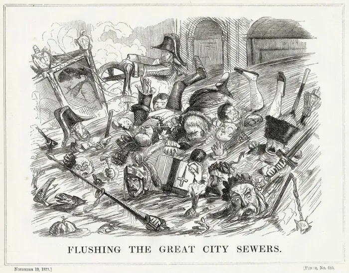Framed Print : Stench of people been flushed away. Date: 1853 Framed Print : Stench of people been flushed away. Date: 1853