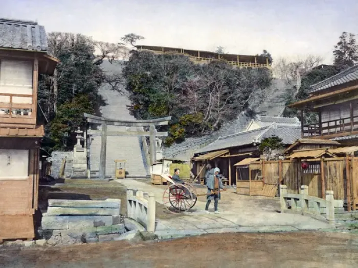 Framed Print : Steps leading to The Bluff, Yokohama, Japan, circa 1880s Framed Print : Steps leading to The Bluff, Yokohama, Japan, circa 1880s