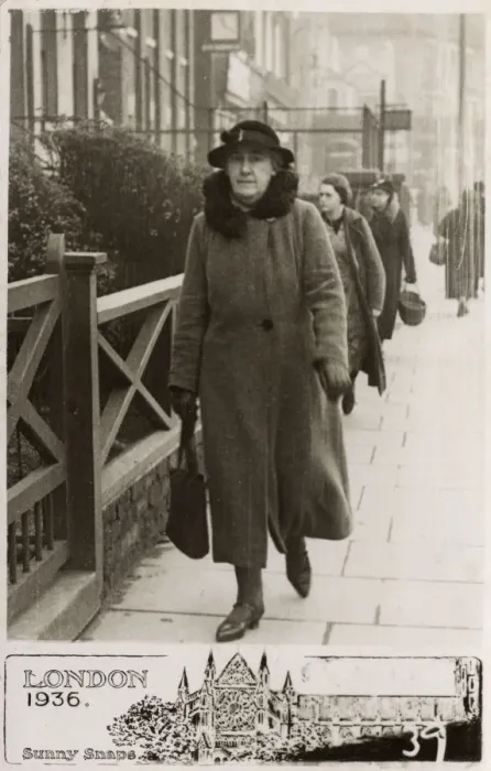 Framed Print : Stern and formidable older woman walking down London street Framed Print : Stern and formidable older woman walking down London street