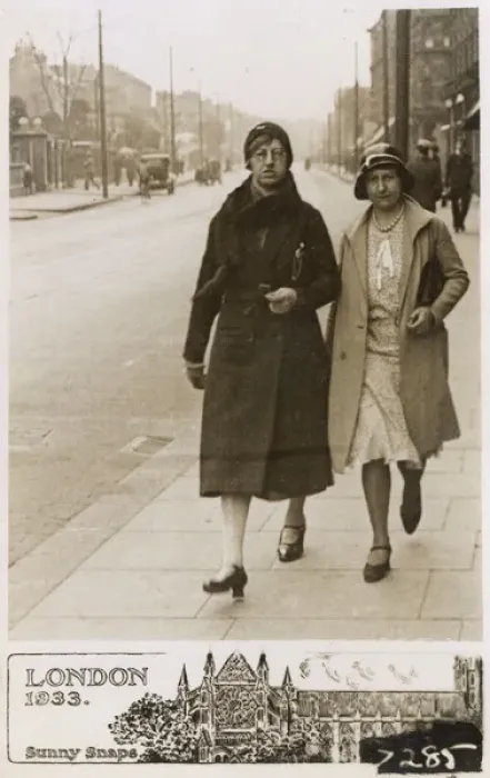 Framed Print : A stern pair of Ladies stride down a London Street Framed Print : A stern pair of Ladies stride down a London Street