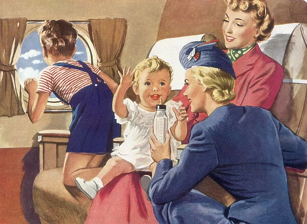 Stewardess at Work Date: 1950