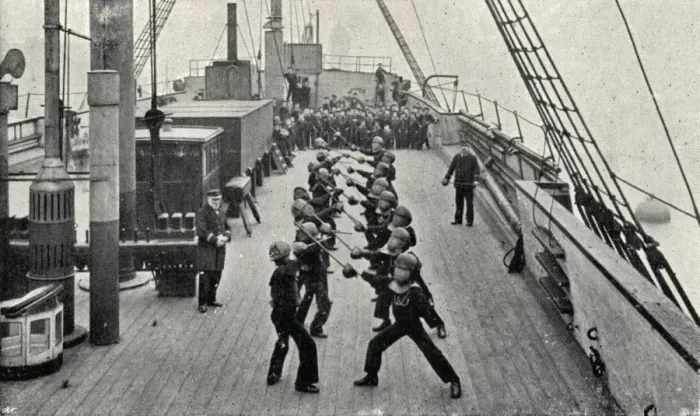 Framed Print : Stick Practice, Training Ship Wellesley, North Shields
