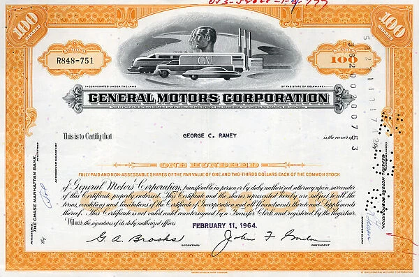 Stock Share Certificate - General Motors Corporation