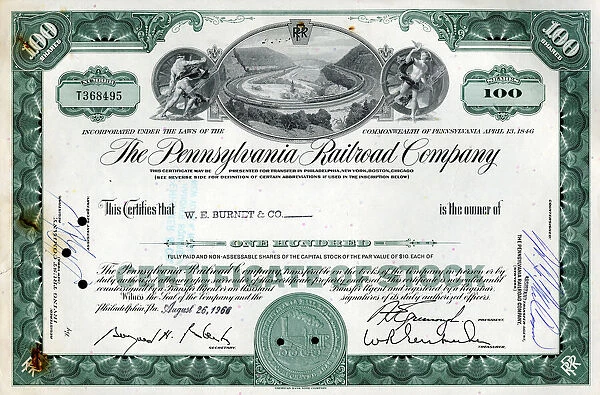 Stock Share Certificate - Pennsylvania Railroad Company
