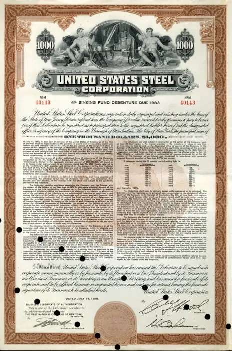 Framed Print : Stock Share Certificate - United States Steel Corporation Framed Print : Stock Share Certificate - United States Steel Corporation