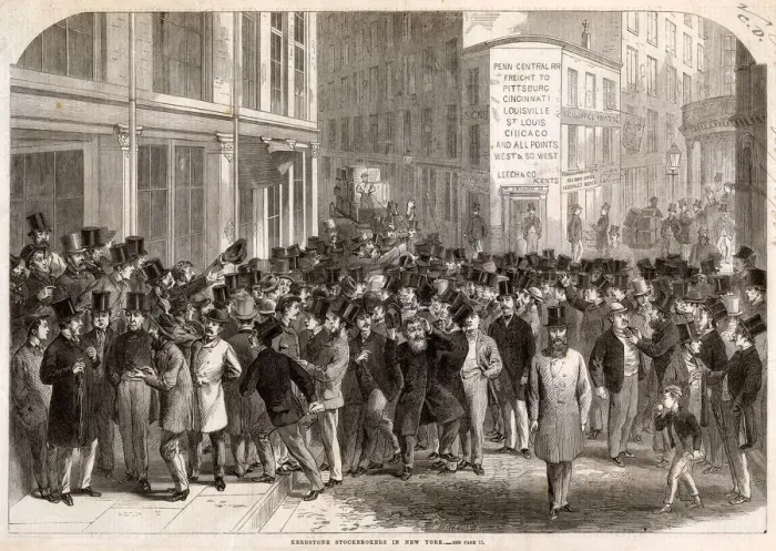 Framed Print : Stockbrokers in New York 1864 Framed Print : Stockbrokers in New York 1864