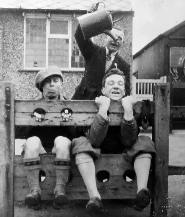 Framed Print : In the stocks at Seamer in the 1920s Framed Print : In the stocks at Seamer in the 1920s