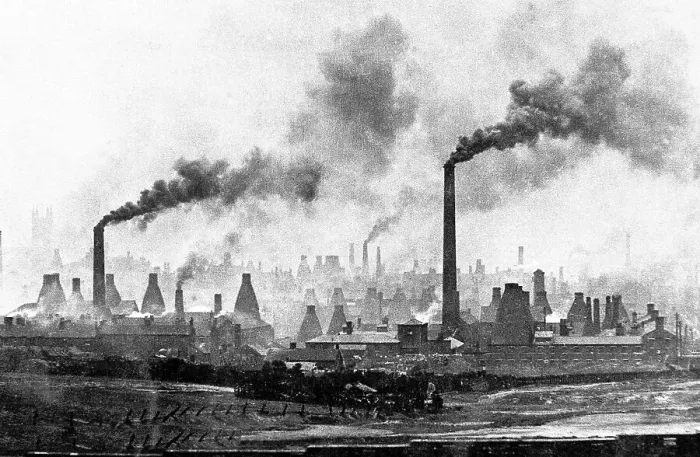 Framed Print : Stoke on Trent industrial panorama, Victorian period Framed Print : Stoke on Trent industrial panorama, Victorian period
