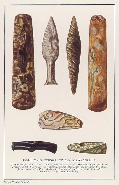 Stone Age Artifacts. Stone Age artifacts from Norway - tools
