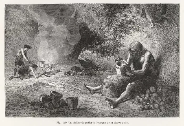 Framed Print : Stone Age Potter Framed Print : Stone Age Potter