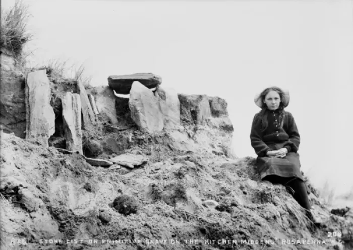 Framed Print : Stone Cist Or Primitive Grave on the Kitchen Middens, Rosa Framed Print : Stone Cist Or Primitive Grave on the Kitchen Middens, Rosa