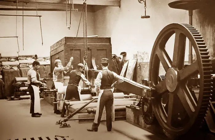 Framed Print : A stone mangle, linen production, Victorian period Framed Print : A stone mangle, linen production, Victorian period