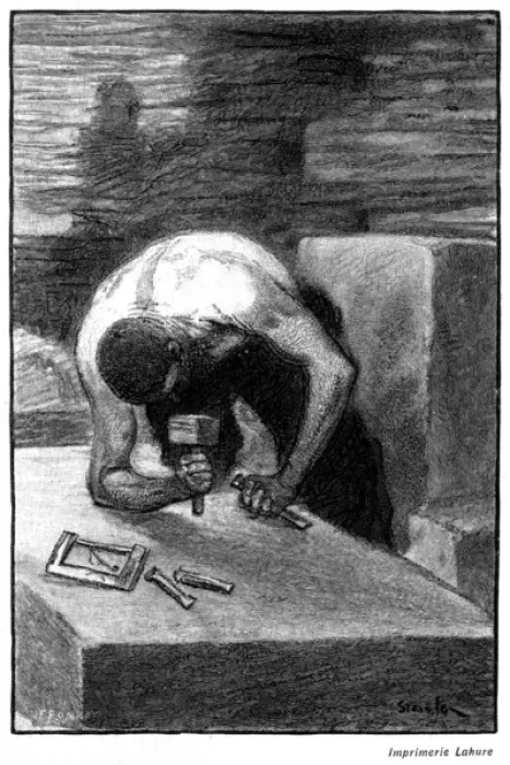 Framed Print : Stone Mason at Work