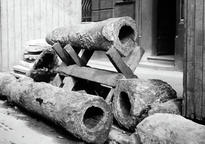 Framed Print : Stone water pipes, London, Victorian period Framed Print : Stone water pipes, London, Victorian period