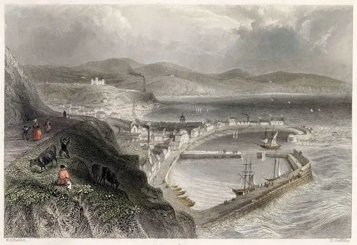Framed Print : Stonehaven, Kincardine: view of the harbour from above. Date: circa 1835 Framed Print : Stonehaven, Kincardine: view of the harbour from above. Date: circa 1835