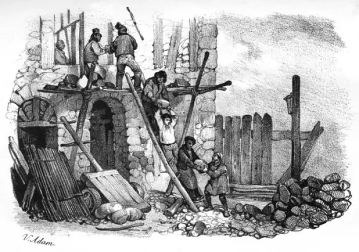 Framed Print : Stonemasons on Site Framed Print : Stonemasons on Site
