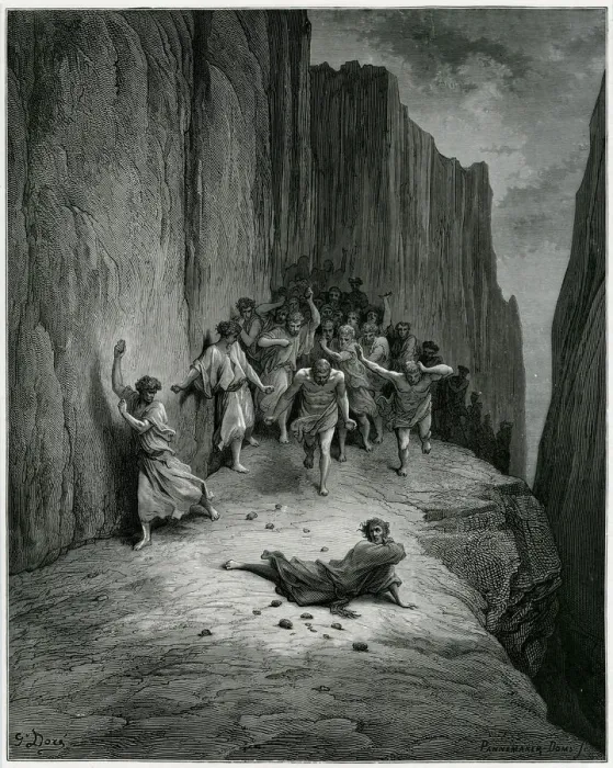 Framed Print : STONING A YOUTH / DANTE Framed Print : STONING A YOUTH / DANTE
