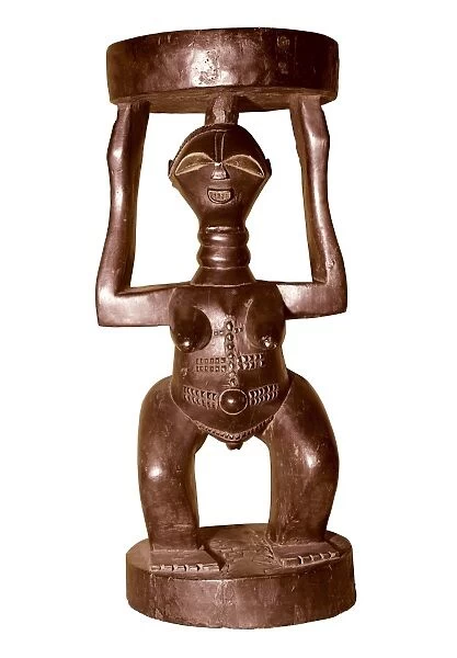 Stool with figure of woman. African art. Sculpture