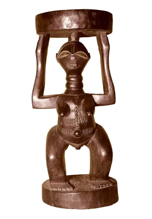 Framed Print : Stool with figure of woman. African art. Sculpture Framed Print : Stool with figure of woman. African art. Sculpture
