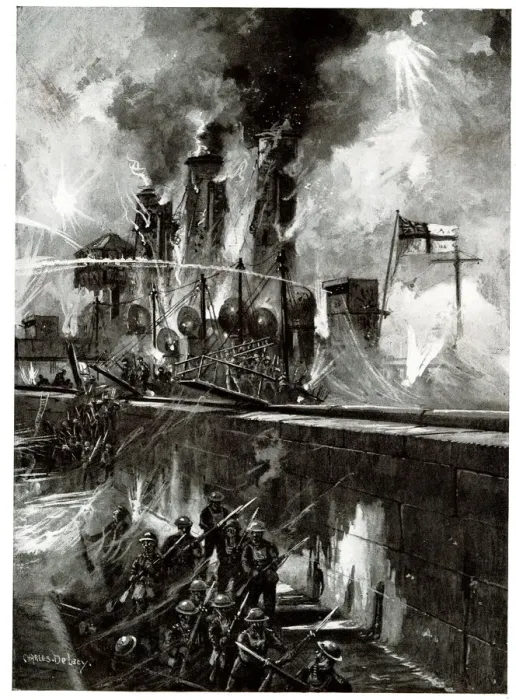 Framed Print : Storming the Mole at Zeebrugge from HMS Vindictive, WW1 Framed Print : Storming the Mole at Zeebrugge from HMS Vindictive, WW1