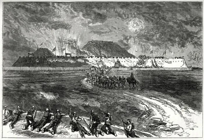 Framed Print : Storming the Taku Forts, August 1860, Second Opium War, China Date: 1860 Framed Print : Storming the Taku Forts, August 1860, Second Opium War, China Date: 1860