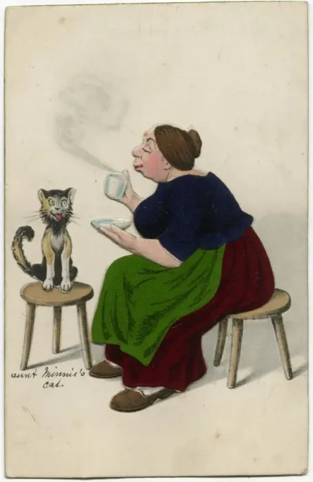 Framed Print : A stout, jolly housewifes enjoys a mid-morning cup of tea Framed Print : A stout, jolly housewifes enjoys a mid-morning cup of tea