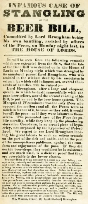 Framed Print : Strangling of the Beer Bill by Lord Brougham Framed Print : Strangling of the Beer Bill by Lord Brougham