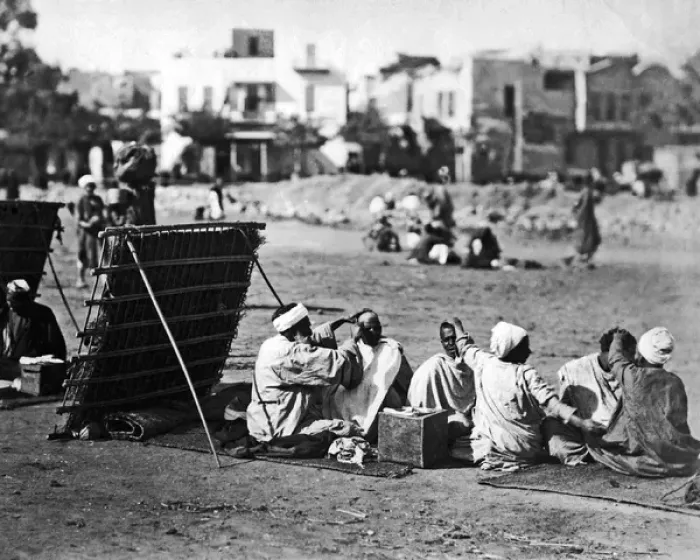 Framed Print : Street barbers, Egypt Framed Print : Street barbers, Egypt