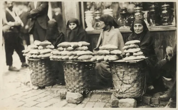 Framed Print : Street Bread sellers outside the Bakers shop - Istanbul Market - Istanbul, Turkey. Date: 1922 Framed Print : Street Bread sellers outside the Bakers shop - Istanbul Market - Istanbul, Turkey. Date: 1922