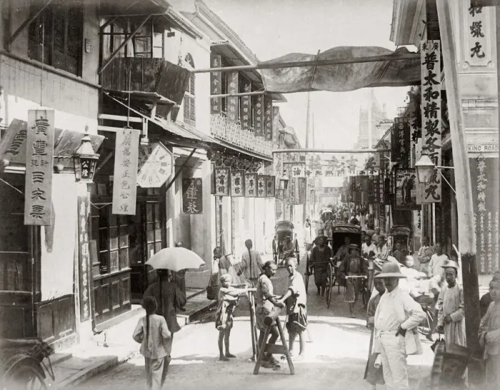 Framed Print : Street in the Chinese Quarter Shanghai c. 1880 s Framed Print : Street in the Chinese Quarter Shanghai c. 1880 s
