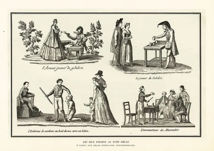 Framed Print : Street entertainers and their games, 18th century