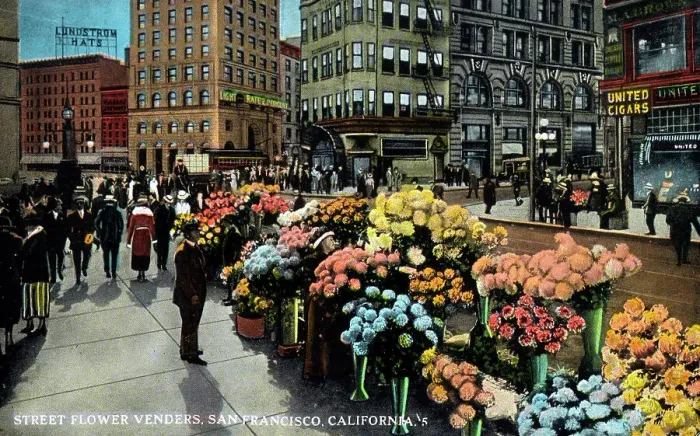 Framed Print : Street Flower Vendors, San Francisco, California, USA Framed Print : Street Flower Vendors, San Francisco, California, USA