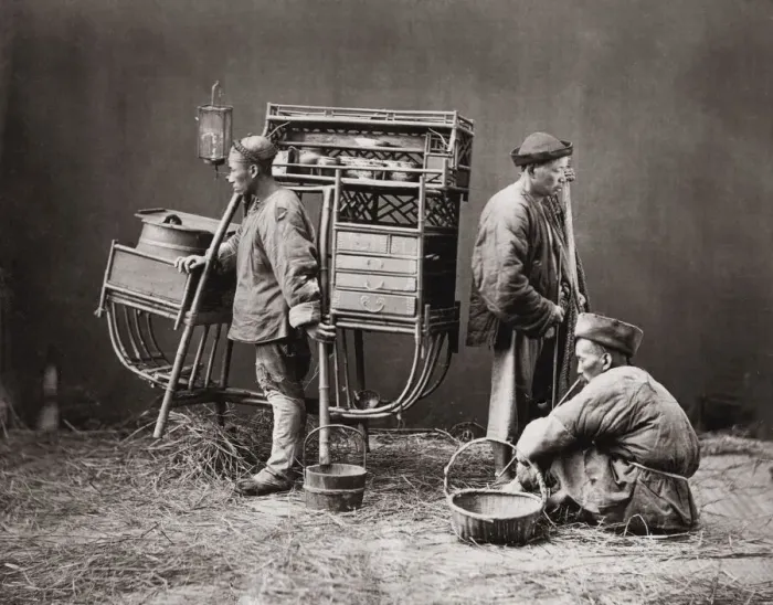 Framed Print : Street food vendor portable stall, China, c. 1880s Framed Print : Street food vendor portable stall, China, c. 1880s